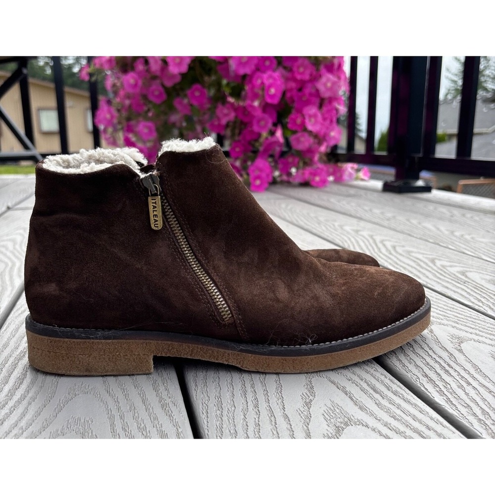 Italeau Waterproof Foliana Suede Round Toe Ankle Zip‎ Booties US Size 10.5